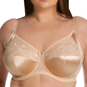 Elomi Cate Satin & Lace Full Cup Underwire Banded Bra Beige Skin Tone #4030
